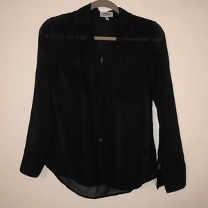 Express Black Sheer Button Up